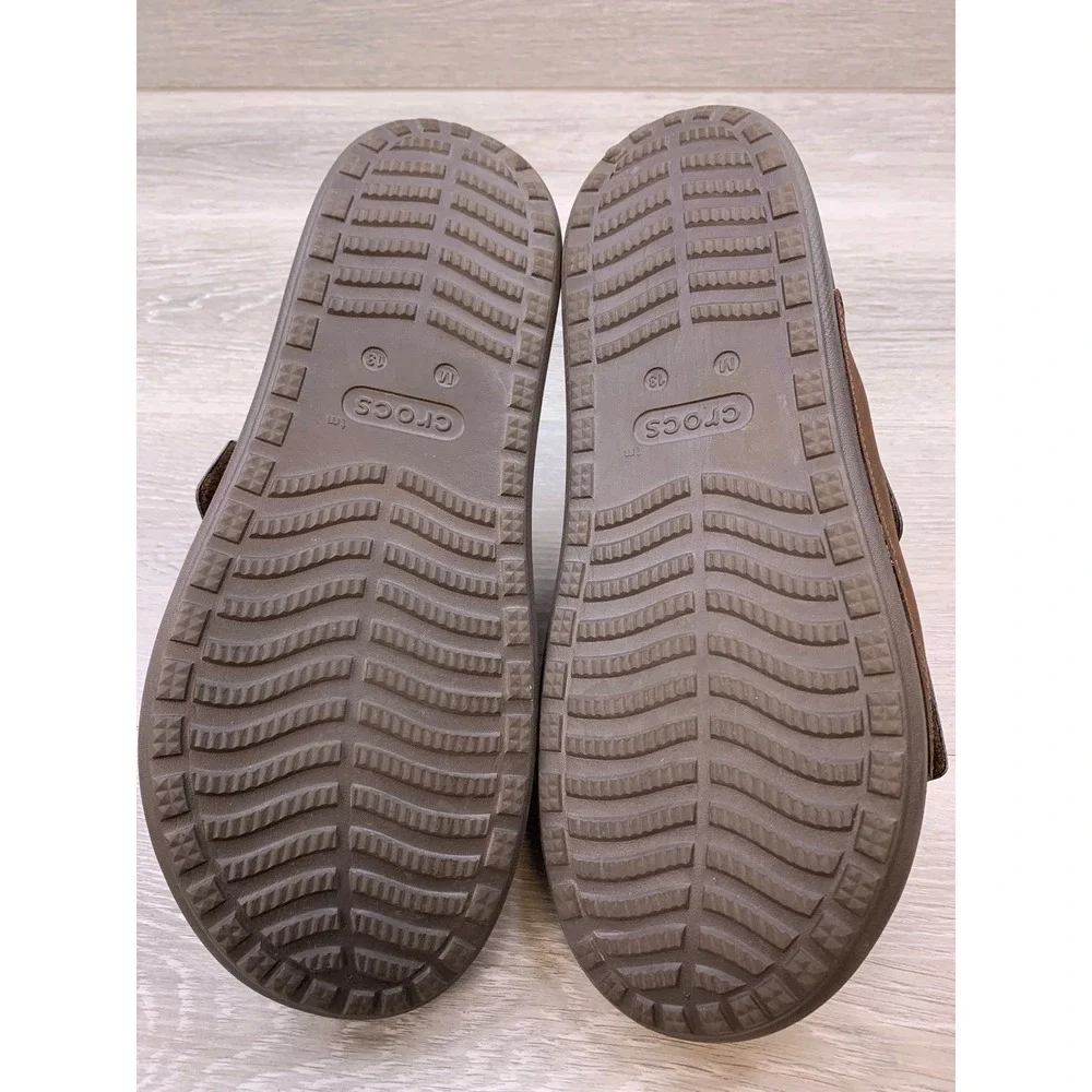 Crocs Men's LiteRide Slide Sandals Brown Double Strap Size 13 Espresso Shoes